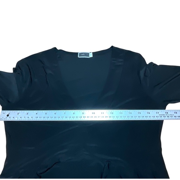 SYMPLI Black Vee Neck Asymetrical Tunic / Mini Dress MADE IN CANADA US Sz 10 - Picture 7 of 10